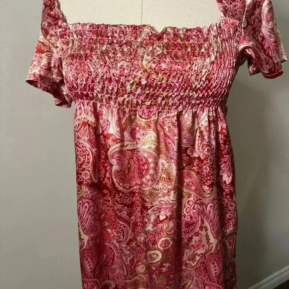 Boho satin babydoll puff  sleeve dress 6 - Picture 3 of 6